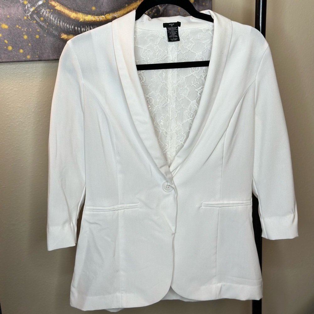White Blazer Jacket 3/4 Sleeve